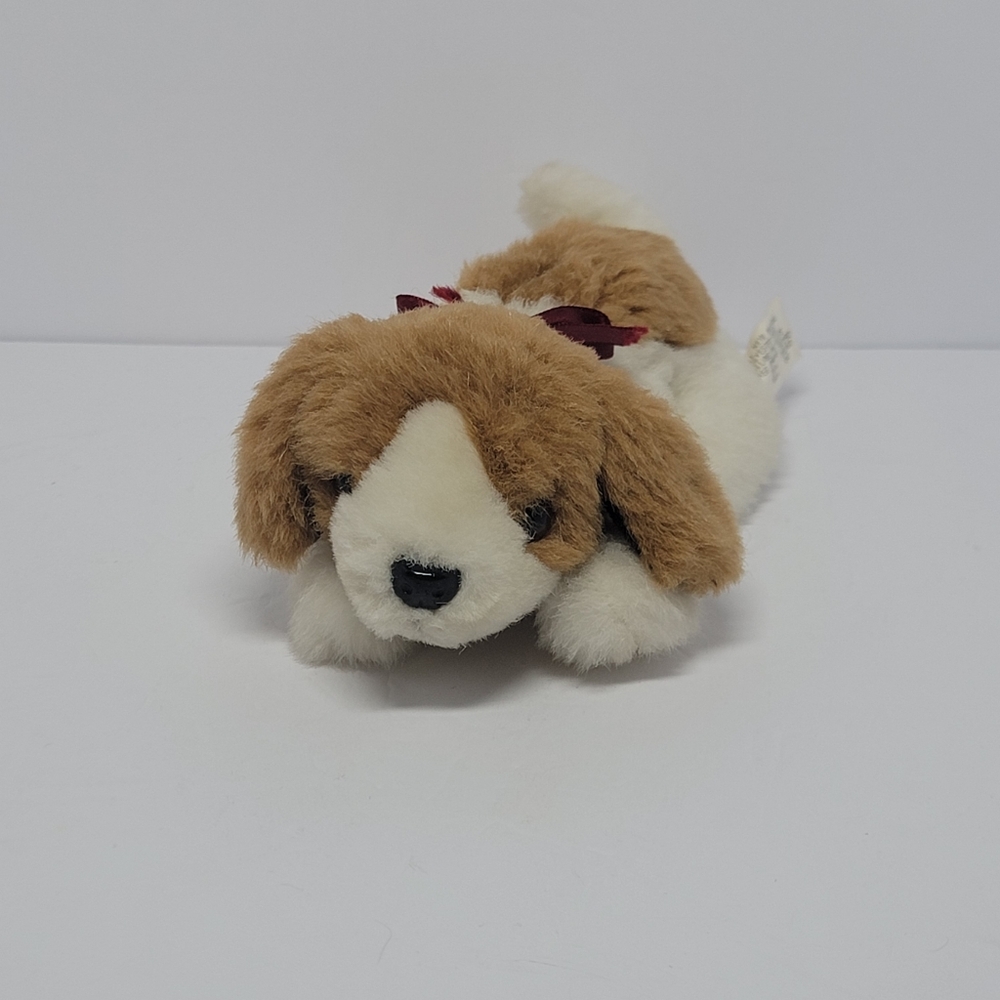 💚 Goffa Vintage Beagle Hound Puppy Dog Plush Stuffed Animal‎ Toy 7” Red Ribbon